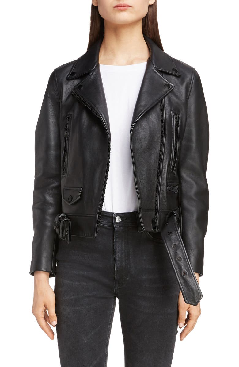 Acne Studios Mock Core Leather Moto Jacket, Main, color,