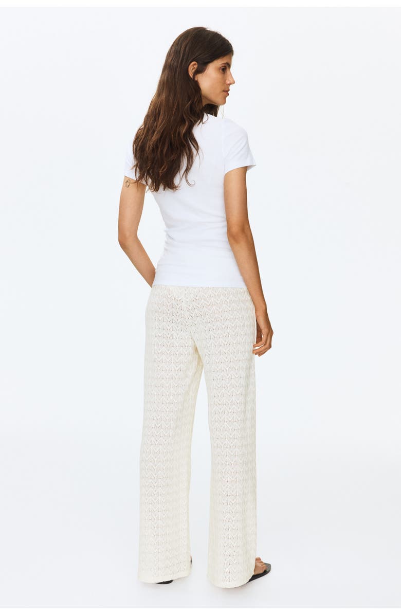 H&M Mama Pointelle-knit Drawstring Trousers, Alternate, color, Cream