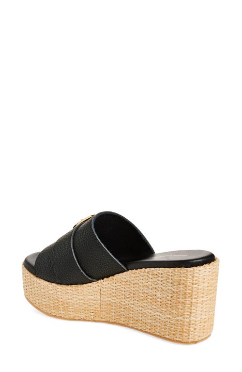 Chocolat Blu Jana Platform Wedge Slide Sandal In Black Leather