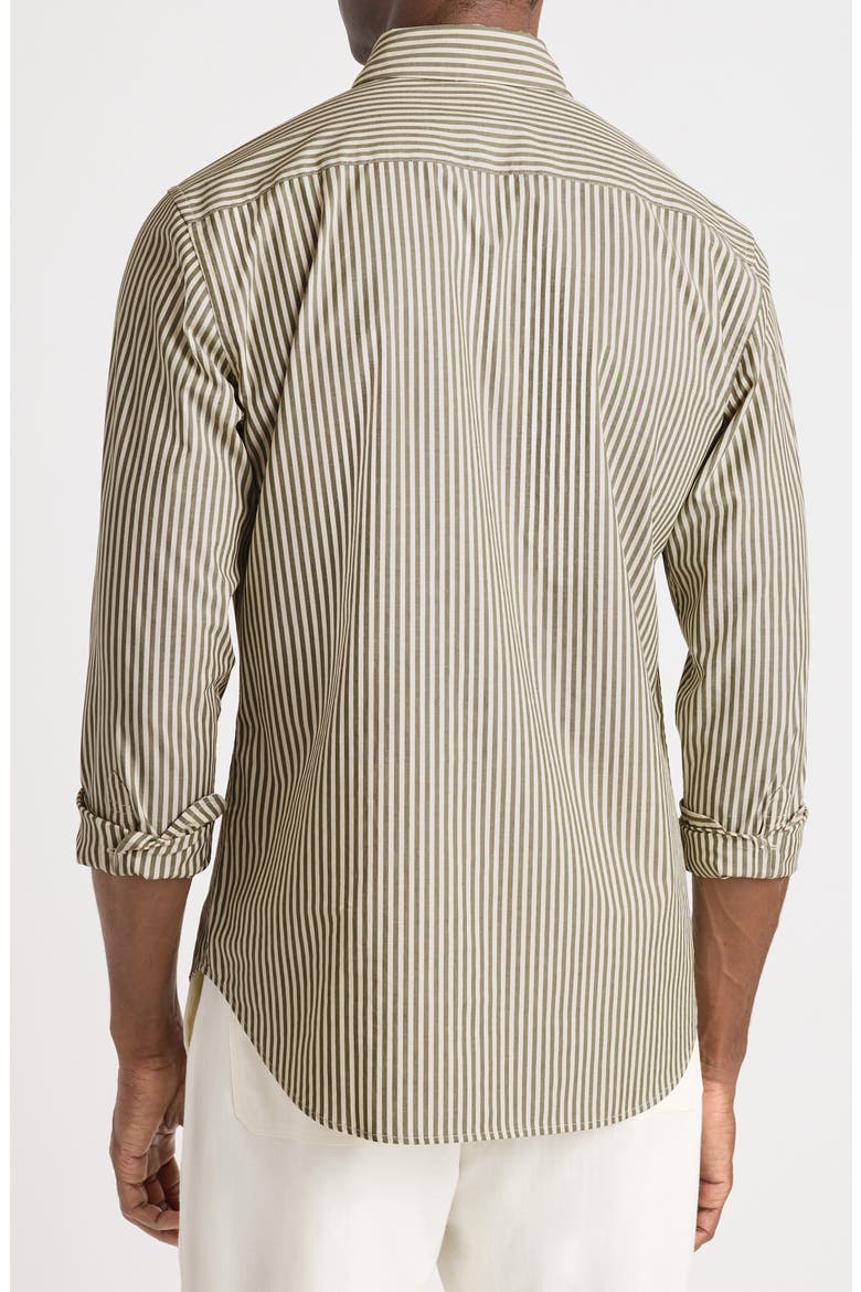 Everyday Slim Fit Button-Down Shirt, Alternate, color, GREEN IVORY STRIPE
