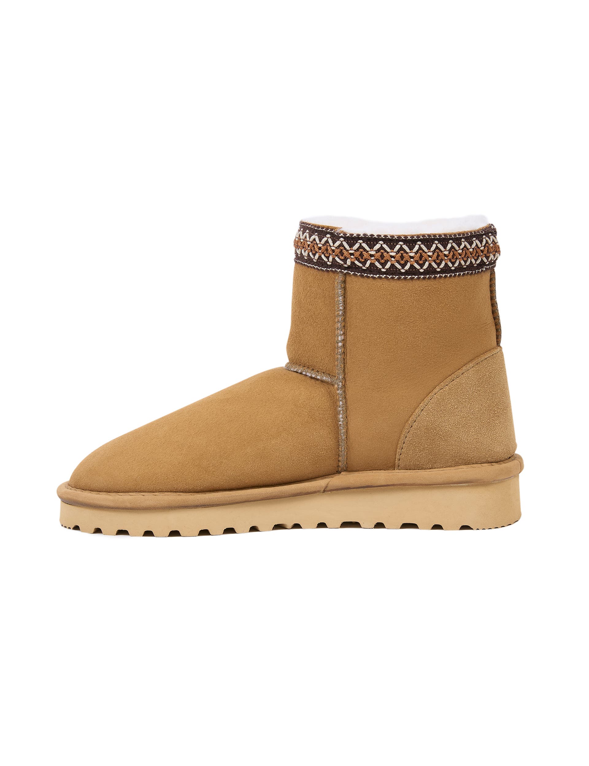 Braid Trim Shearling Shortie Boot, Alternate, color, Spice