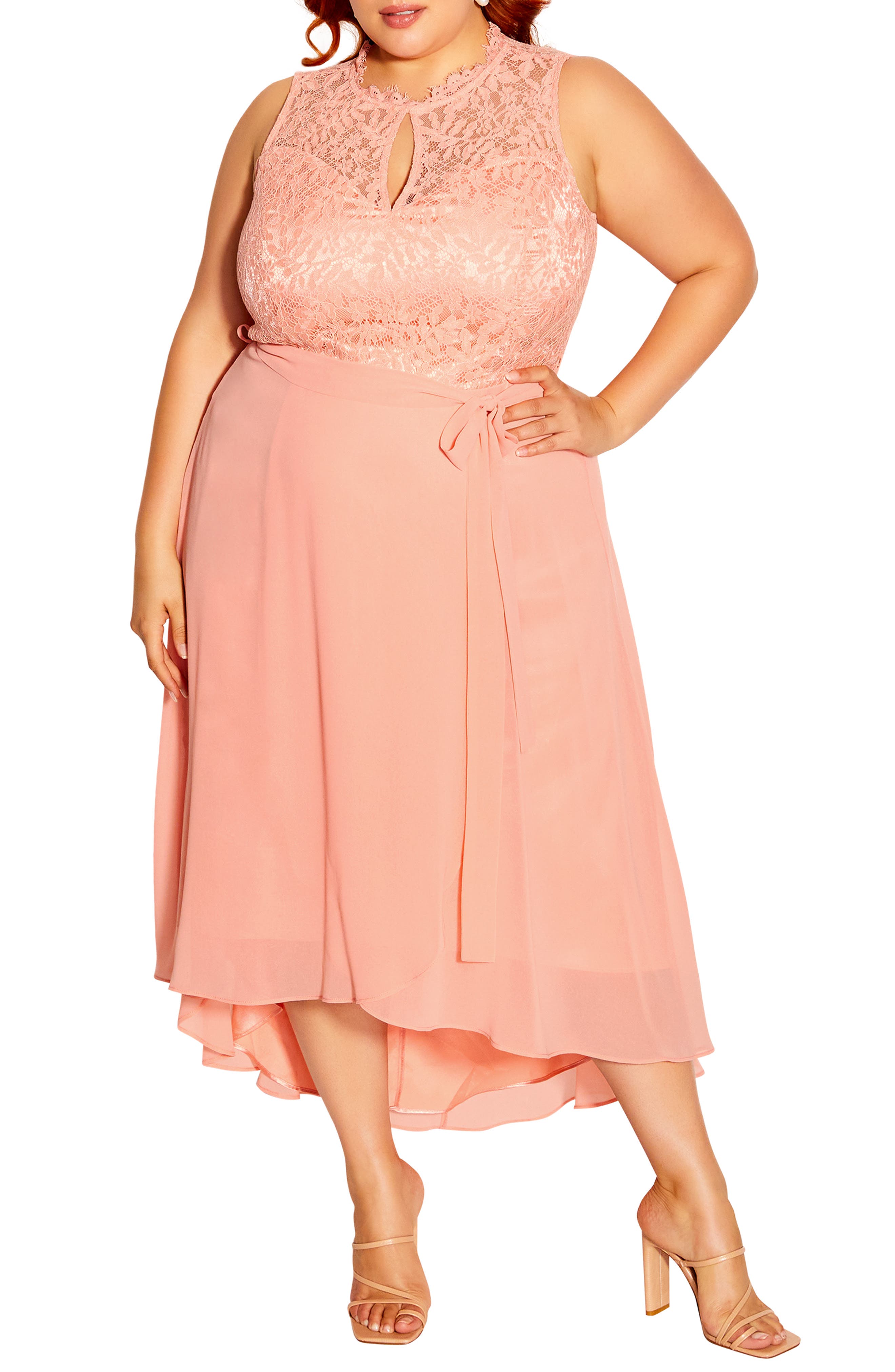 Vera Lace High/Low Maxi Dress