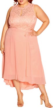 City Chic Vera Lace High/Low Maxi Dress