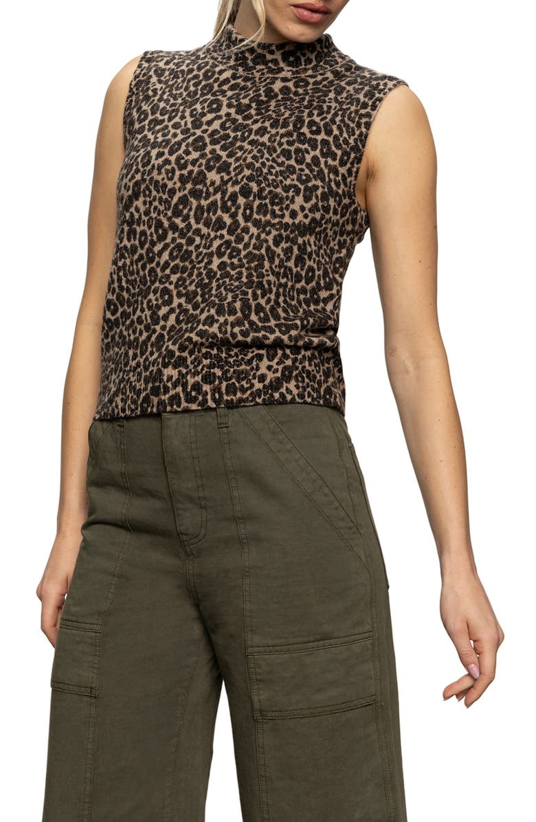 Sanctuary Fuzzy Leopard Print Sleeveless Sweater, Alternate, color, French Kitty