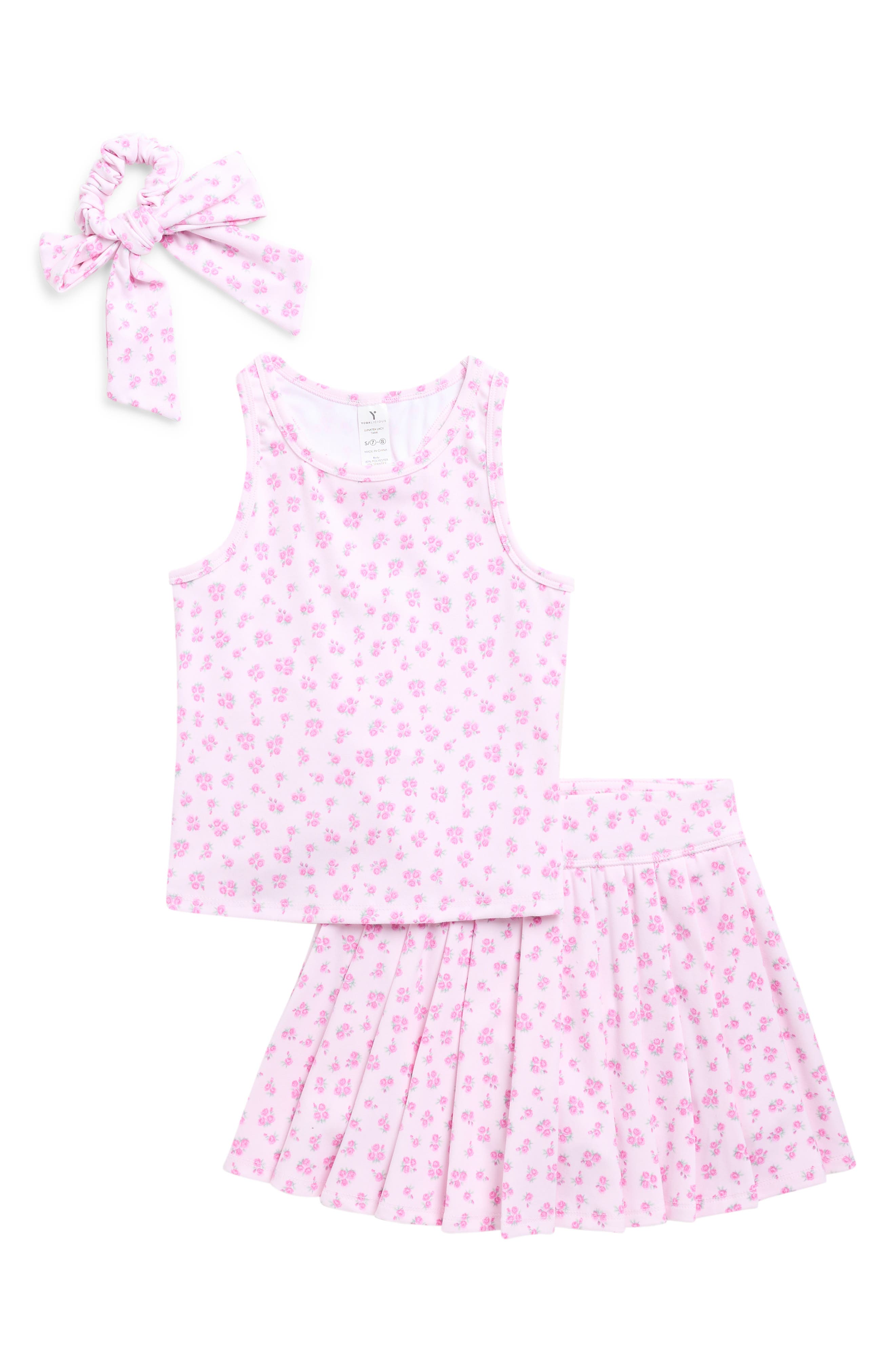 Draper James Floral Tank, Pleated Skirt & Bow Scrunchie Set