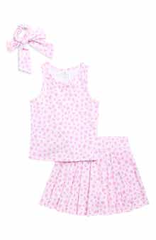 Draper James Floral Tank, Pleated Skirt & Bow Scrunchie Set