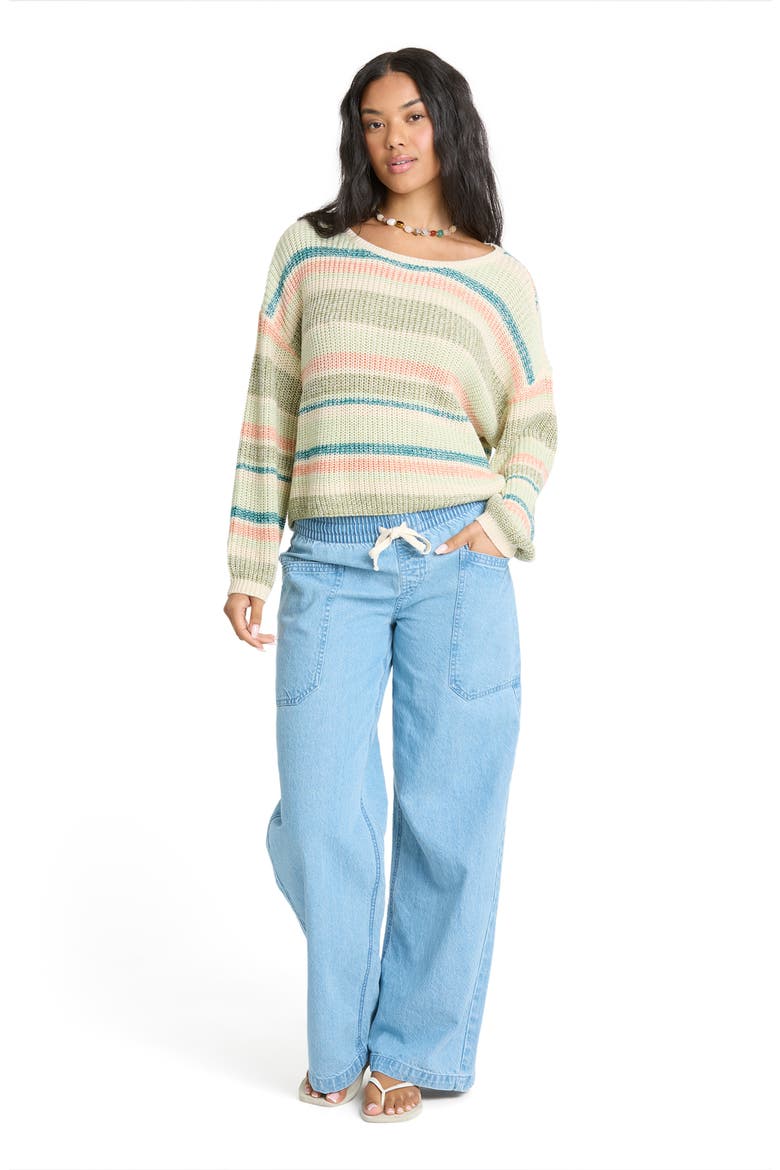 Stripe Marled Crop Sweater, Alternate, color, SMOKE GREEN
