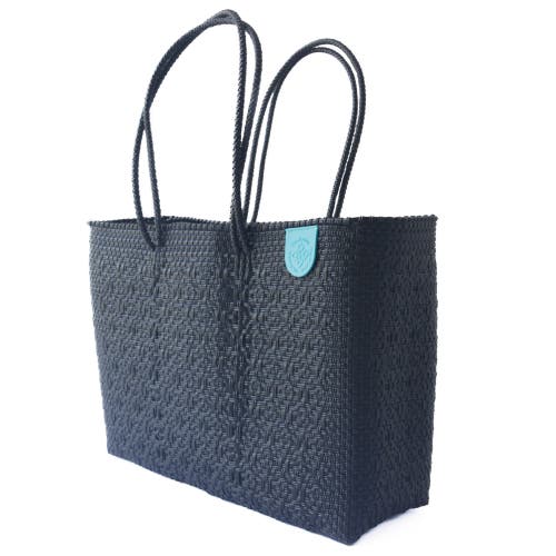 Tin Marin All Black Woven Super Tote In Blue