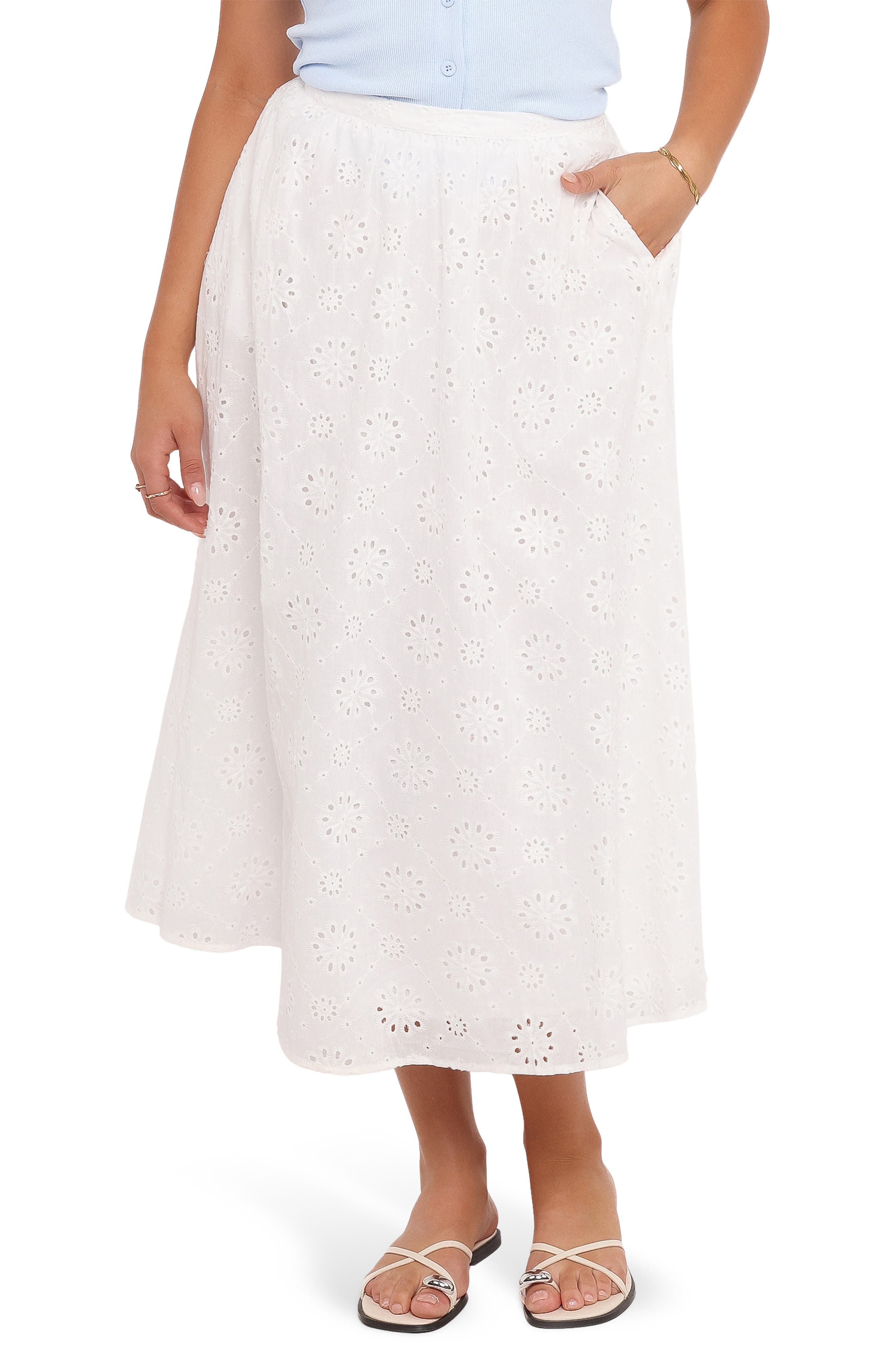 Petal & Pup Sinead Tiered Cotton Eyelet Maxi Skirt