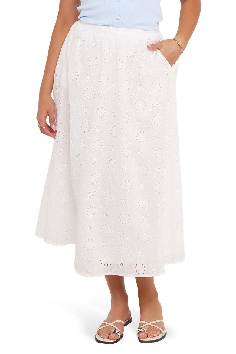 Sinead Tiered Cotton Eyelet Maxi Skirt, Main, color, WHITE