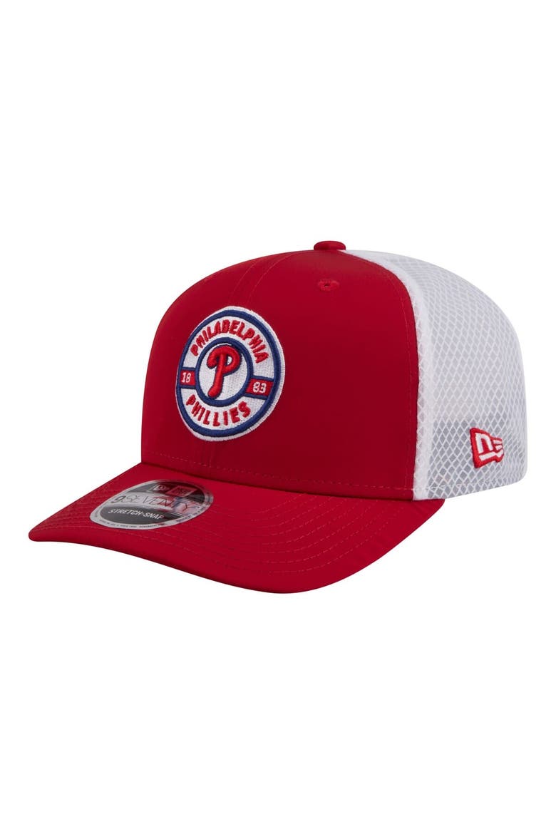 Men's New Era  Red Philadelphia Phillies Active 9SEVENTY Adjustable Trucker Hat, Main, color, Red