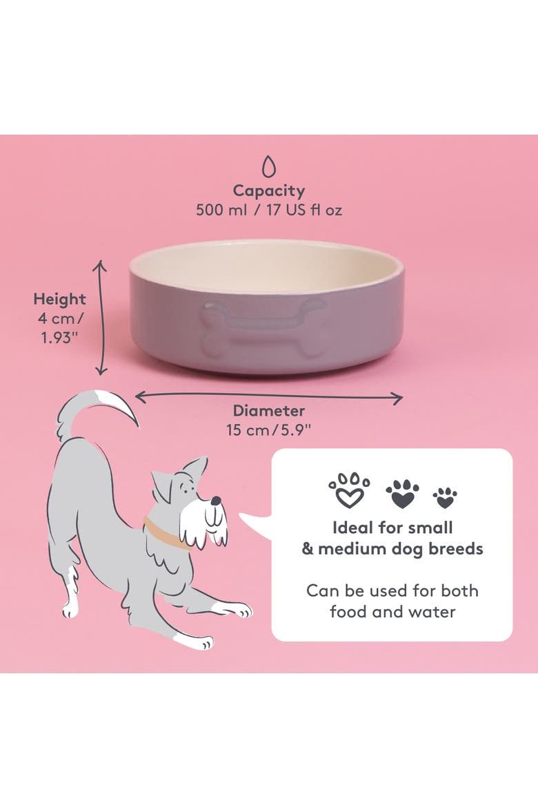 Embossed 17oz Bone Dog Food and Water Bowl, Alternate, color, Gray