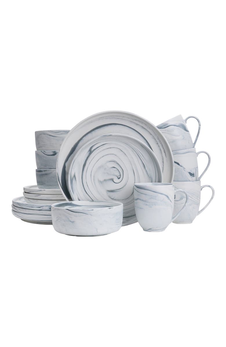 Stone Lain Brighton Porcelain 16-Piece Dinnerware Set, Main, color, Gray