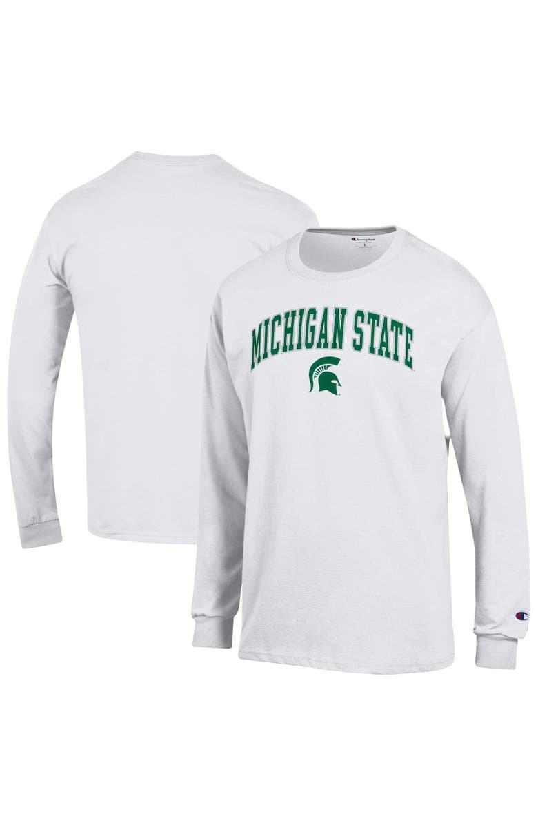Champion Men's Champion White Michigan State Spartans Arch Over Logo Long Sleeve T-Shirt, Alternate, color, White