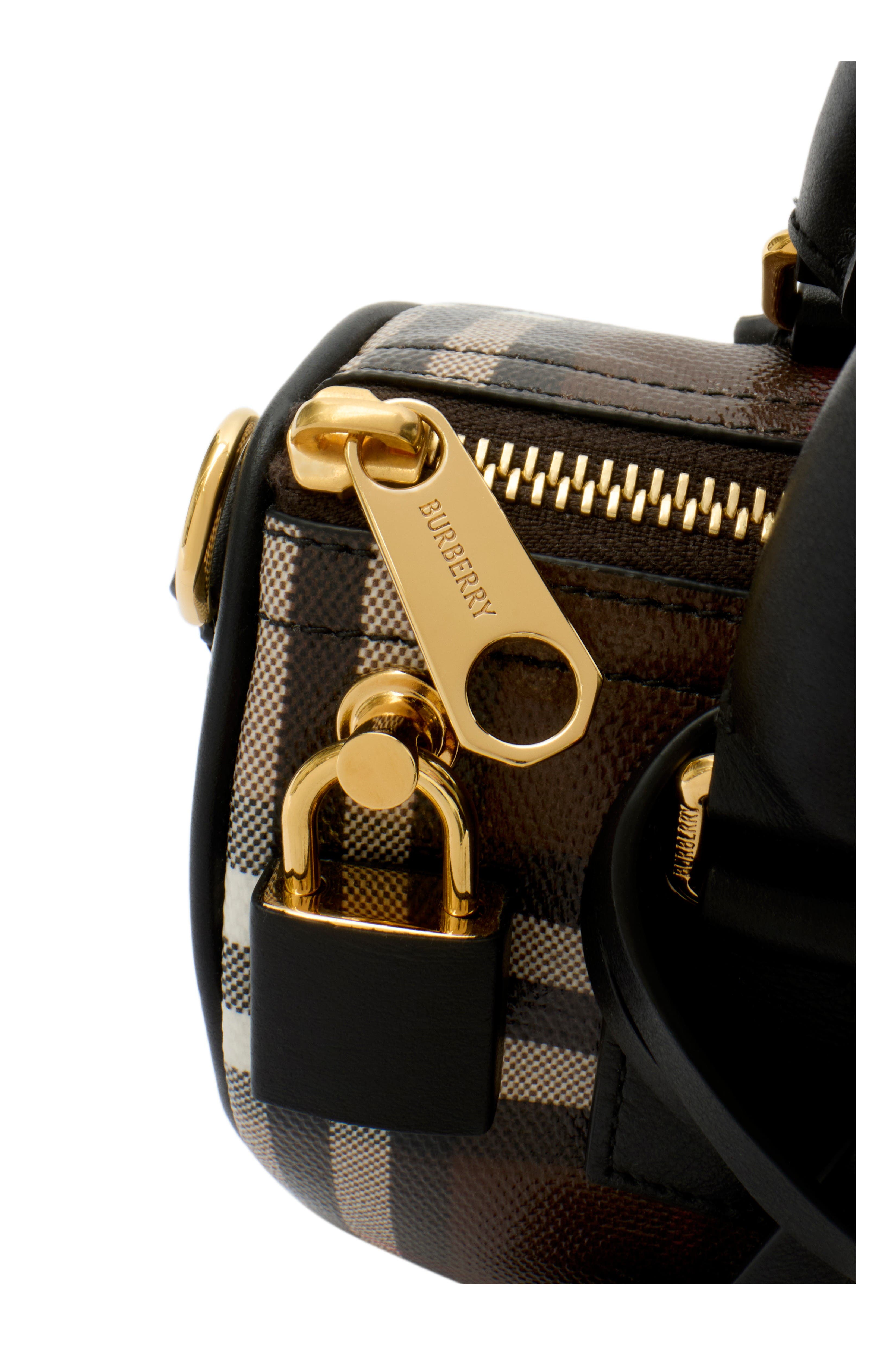 Mini Check Bowling Bag, Alternate, color, Chocolate brown