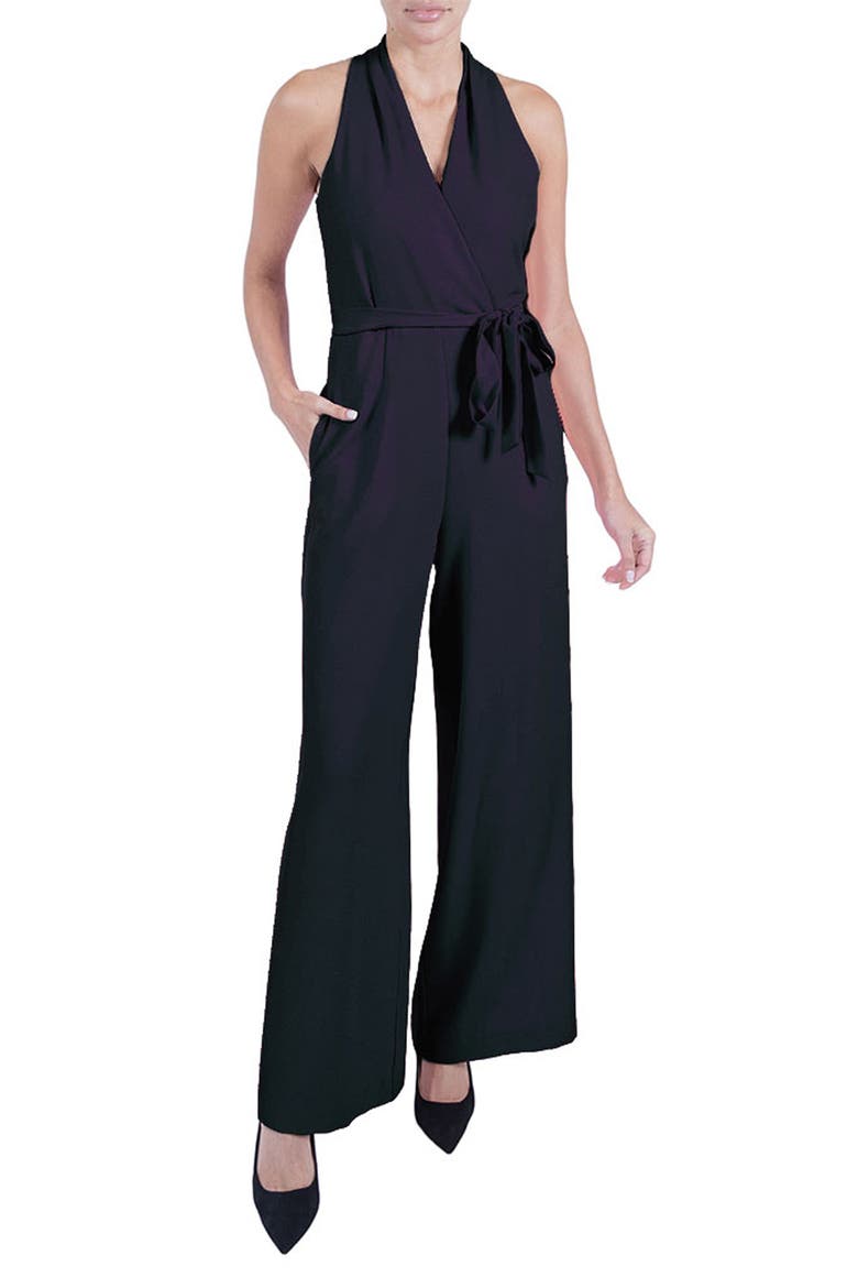 Tie Waist Wide Leg Jumpsuit, Main, color, NAVY