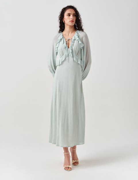 Naomi Long Sleeve Frill Midi Dress