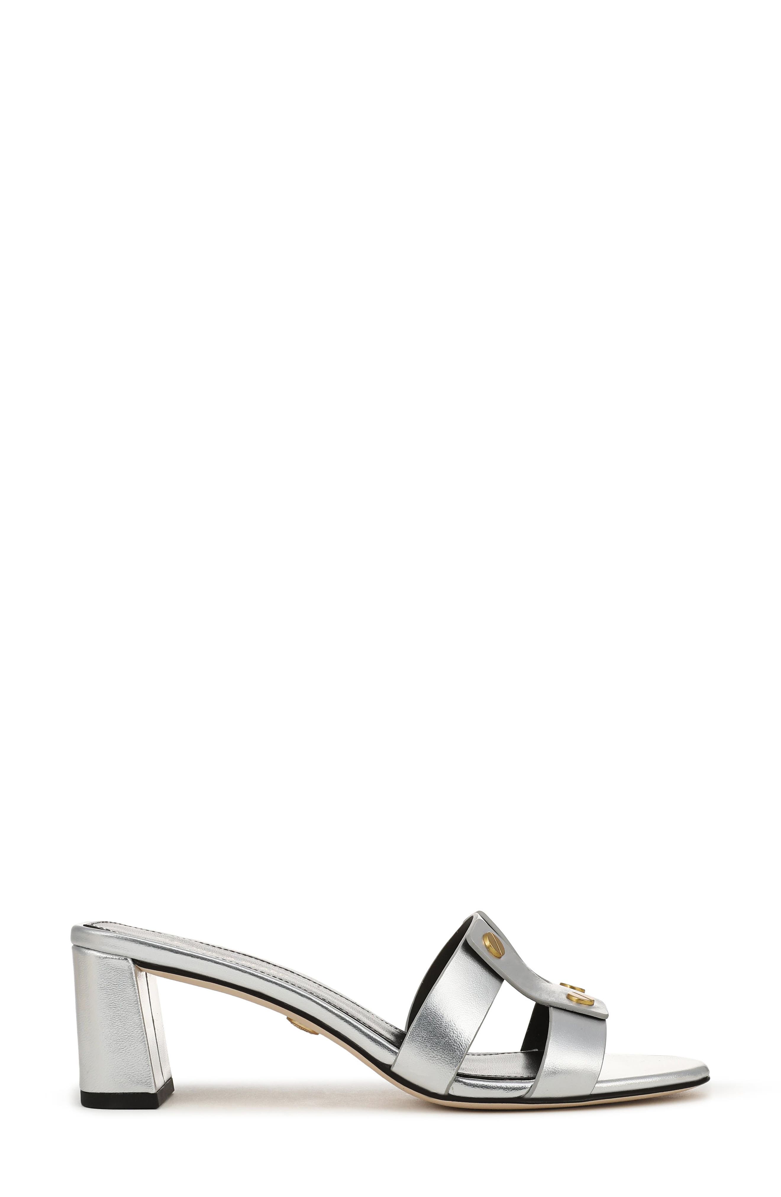Veronica Beard Via Embossed Slide Sandal, Alternate, color, Silver