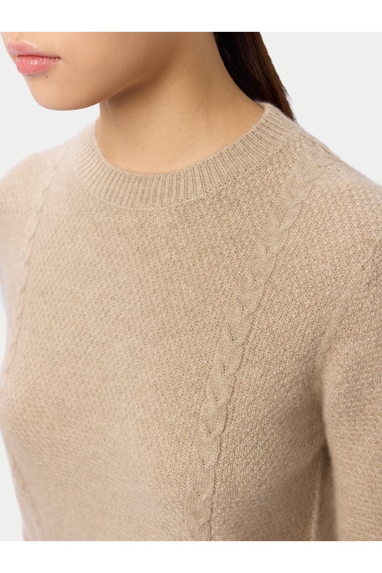 Cropped Crewneck Cashmere Sweater, Alternate, color, warm grey