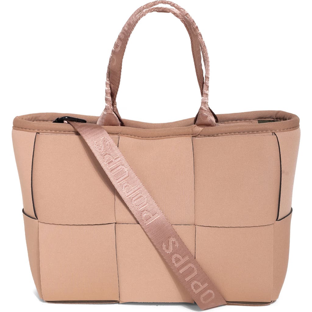 Pop Ups Brand Water Resistant Woven Neoprene Mini Tote Bag In Brown