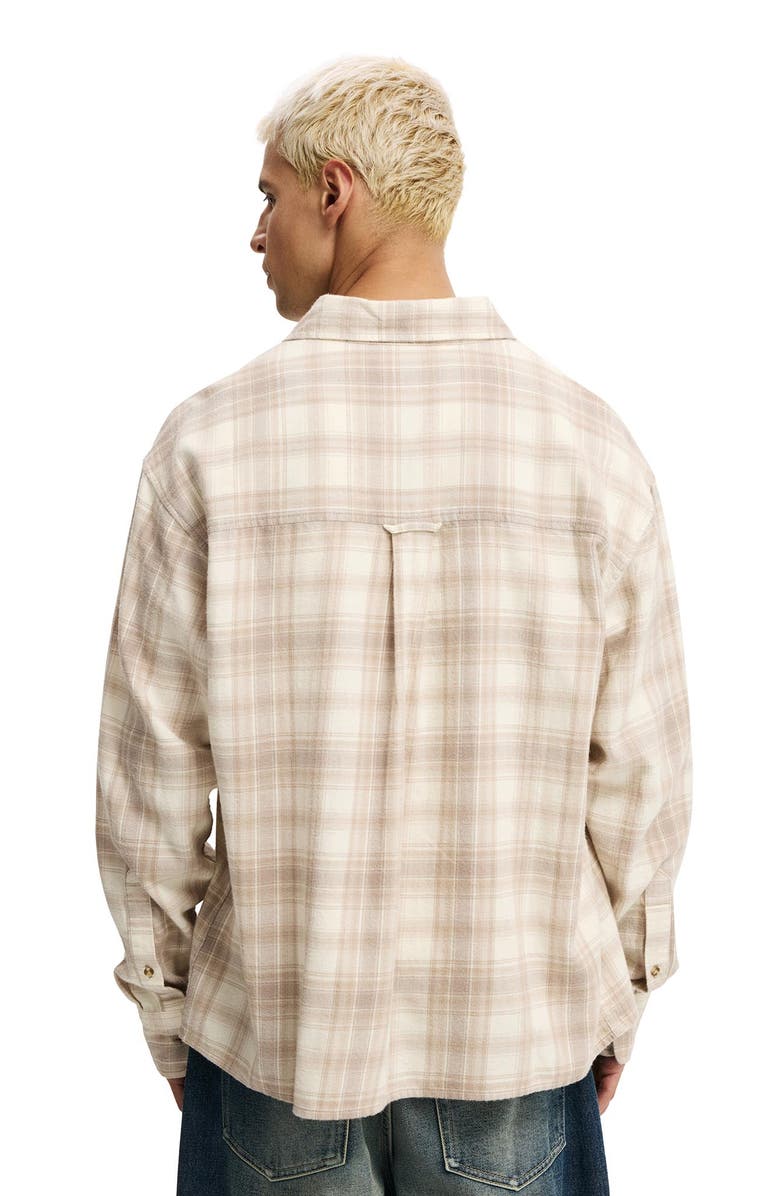 Cotton On Men's Tribeca Long Sleeve Shirt, Alternate, color, Stone Check