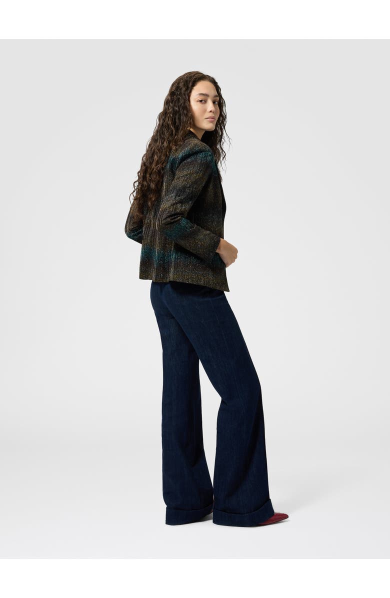 Missoni Flared Denim Trousers With Turn-up Hem And Center Crease, Alternate, color, Navy