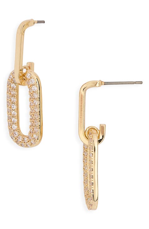 Pavé Cubic Zirconia Link Drop Earrings
