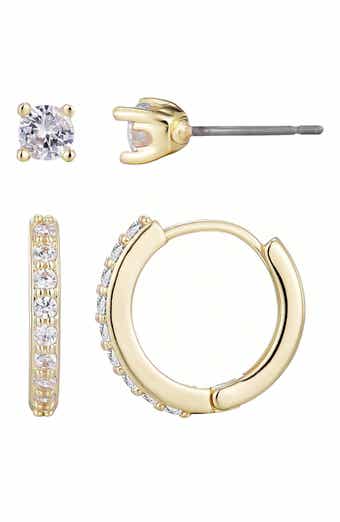 Adornia Set of 2 Cubic Zirconia Huggie Hoop Earrings
