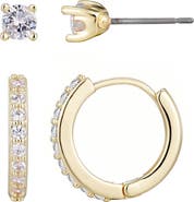 Adornia Set of 2 Cubic Zirconia Huggie Hoop Earrings