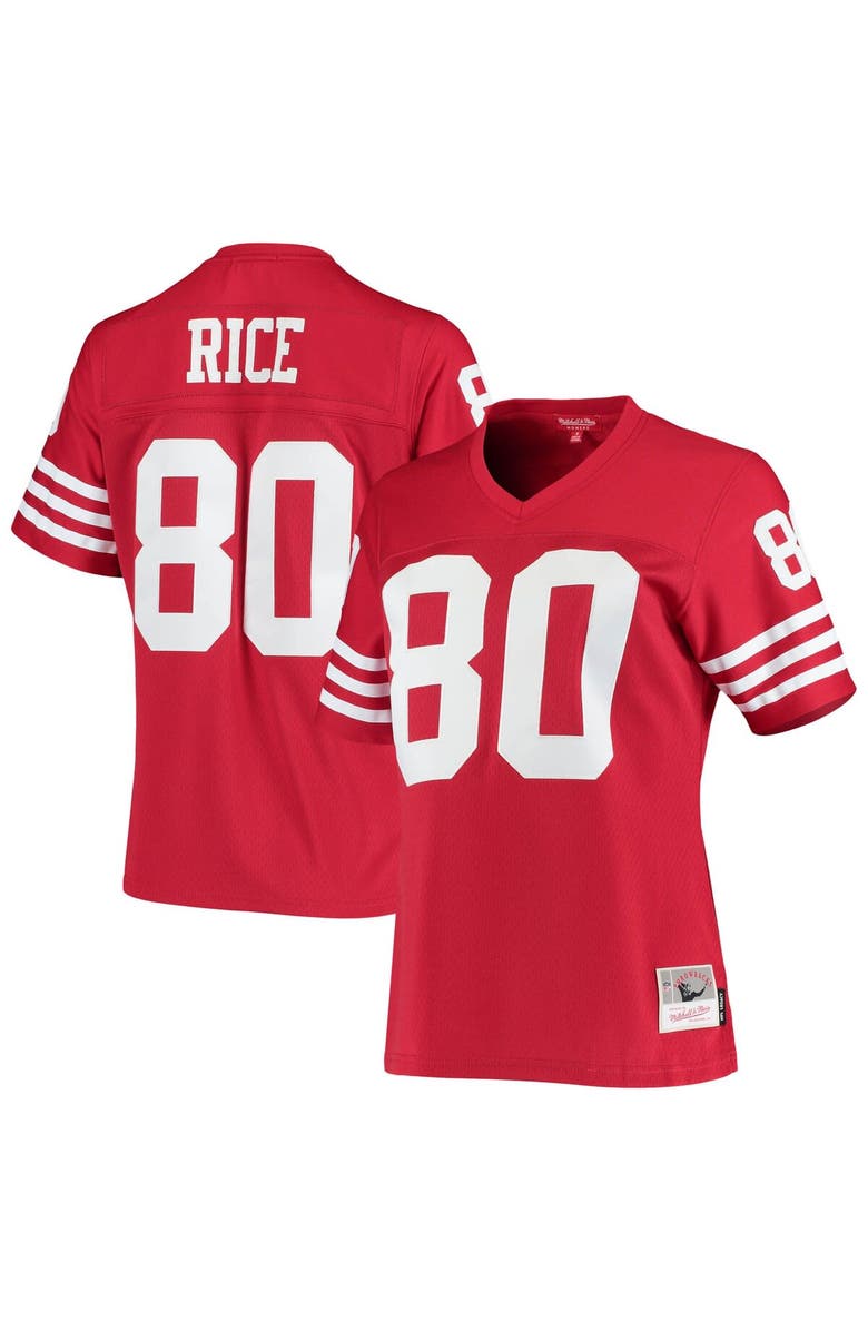 Mitchell & Ness Women's Mitchell & Ness Jerry Rice Scarlet San Francisco 49ers 1990 Legacy Replica Jersey, Alternate, color,