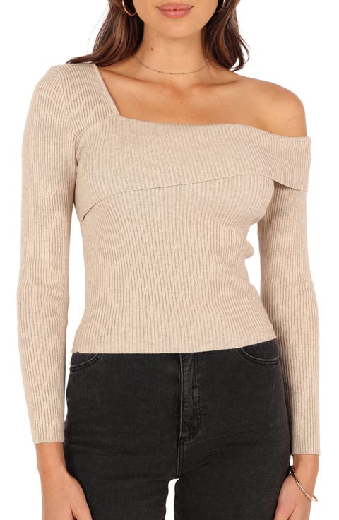 トップス WOOL ONE SHOULDER CUT TOP wanshiyorudanitsutototsupusu-