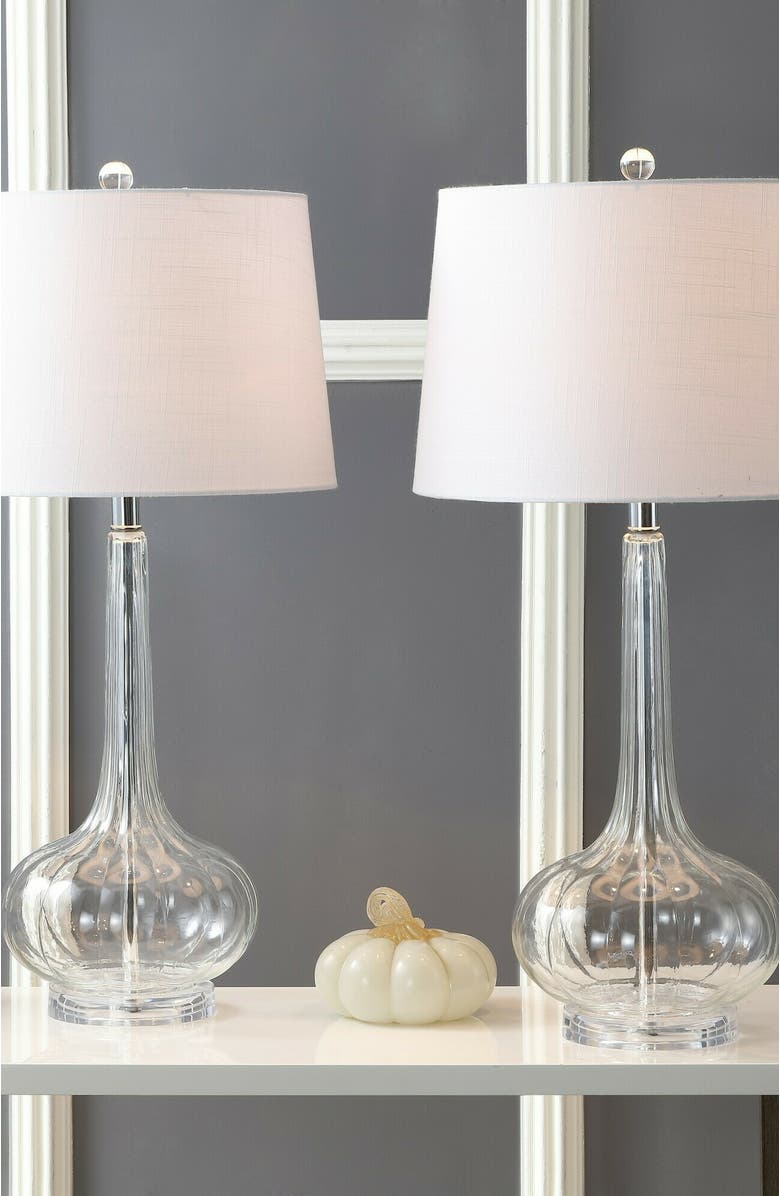 JONATHAN Y Bette 28.5" Glass Teardrop LED Table Lamp, Alternate, color, Clear