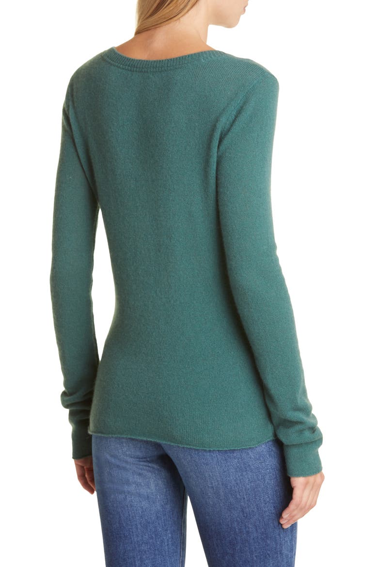 Cashmere V-Neck Sweater, Alternate, color, ASPEN GREEN