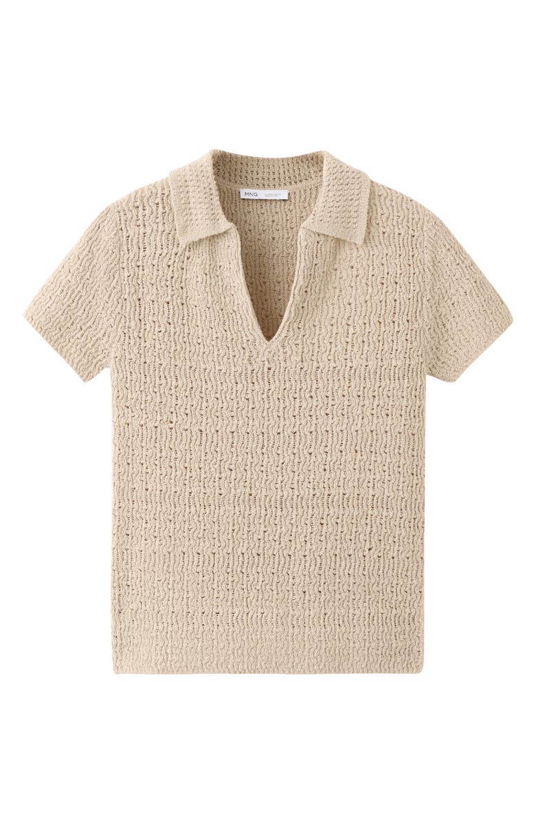 MANGO Open Stitch Polo Sweater, Alternate, color, Sand