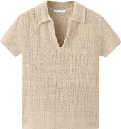 MANGO Open Stitch Polo Sweater