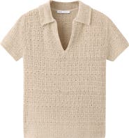 MANGO Open Stitch Polo Sweater