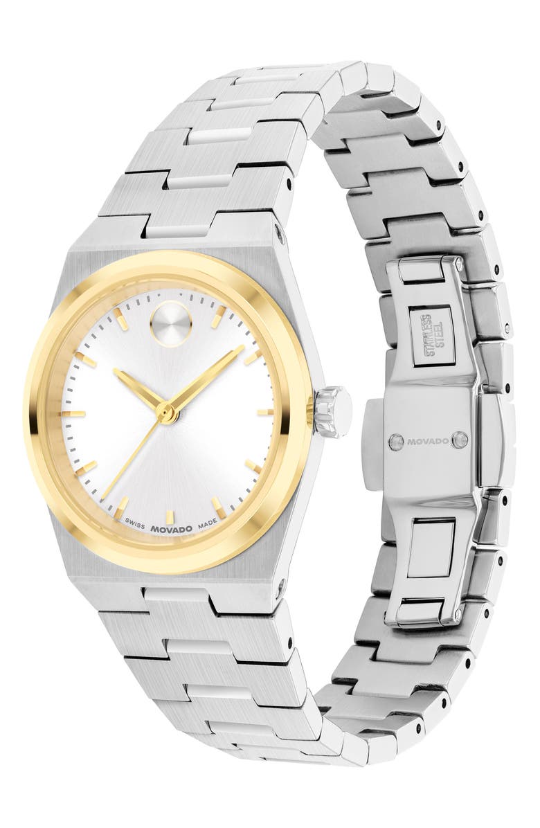 Movado Mini Bold Quest Bracelet Watch, 28mm, Alternate, color, White Dial