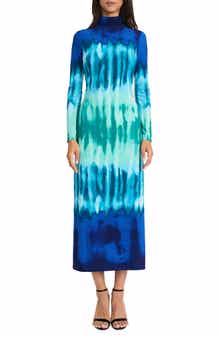 Tie Dye Long Sleeve Column Maxi Dress