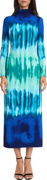 DONNA MORGAN FOR MAGGY Tie Dye Long Sleeve Column Maxi Dress