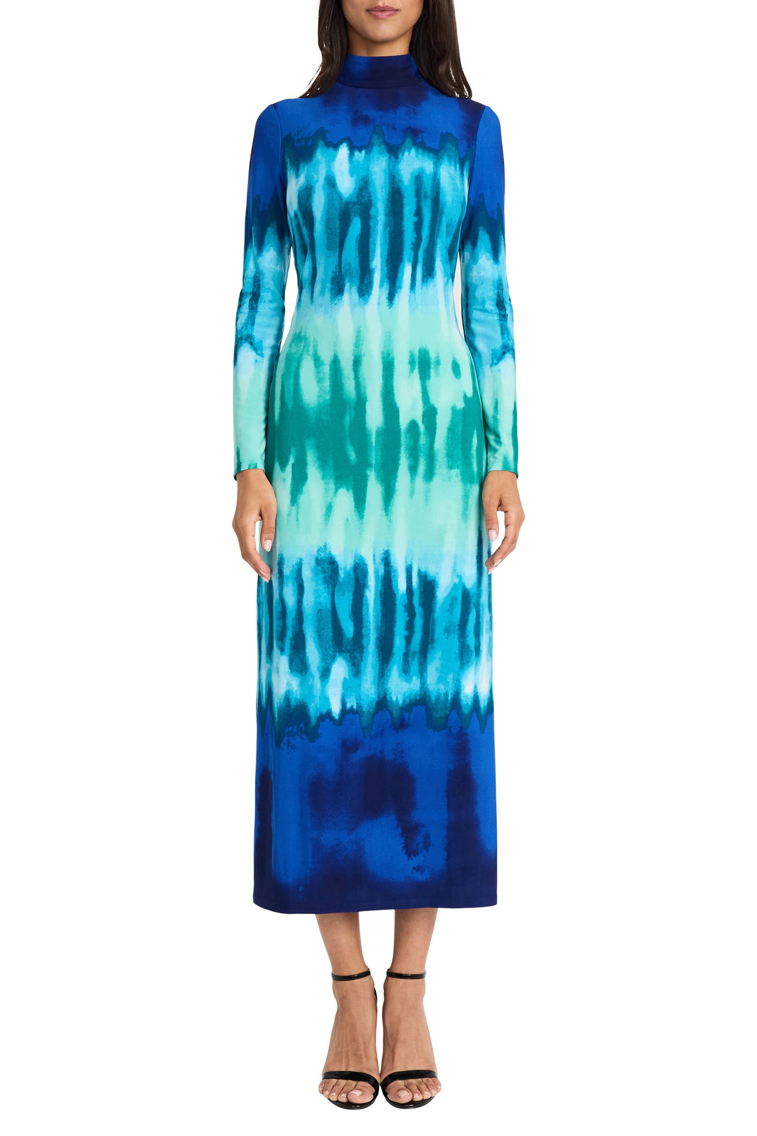 DONNA MORGAN FOR MAGGY Tie Dye Long Sleeve Column Maxi Dress (Women ...