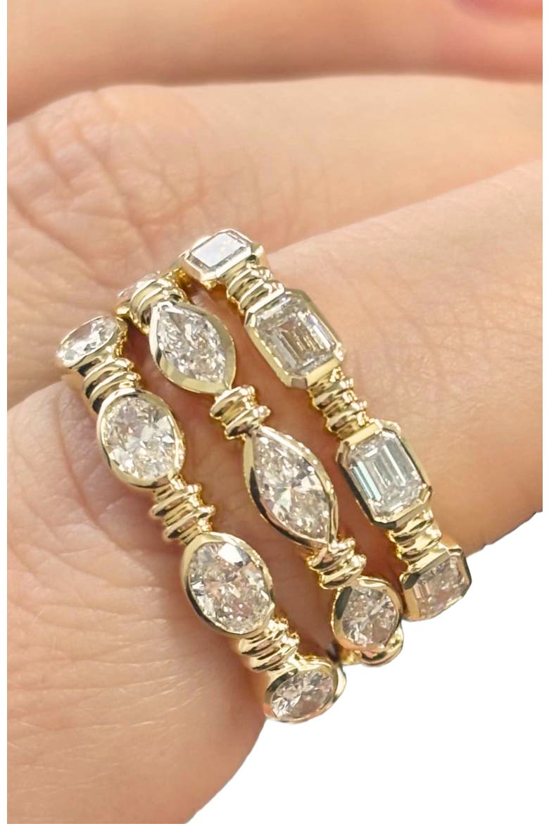 Aura East West Oval Bezel Lab Diamond Band in 14K, Alternate, color, Yellow Gold
