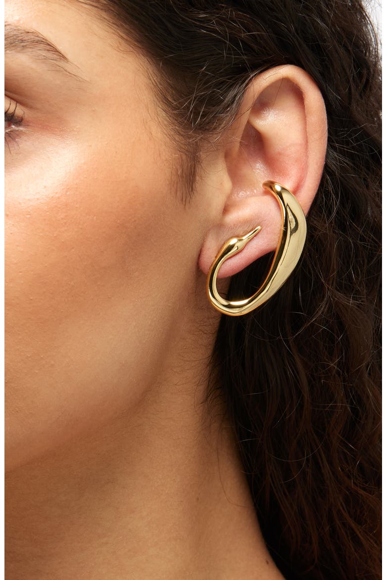 Egret Climber Earrings, Alternate, color, HIGH POLISH GOLD