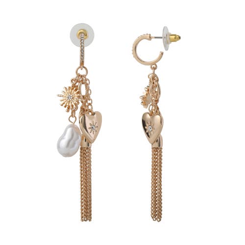 Bcbg Multi-charm Tassel Hoop Earrings In Gold