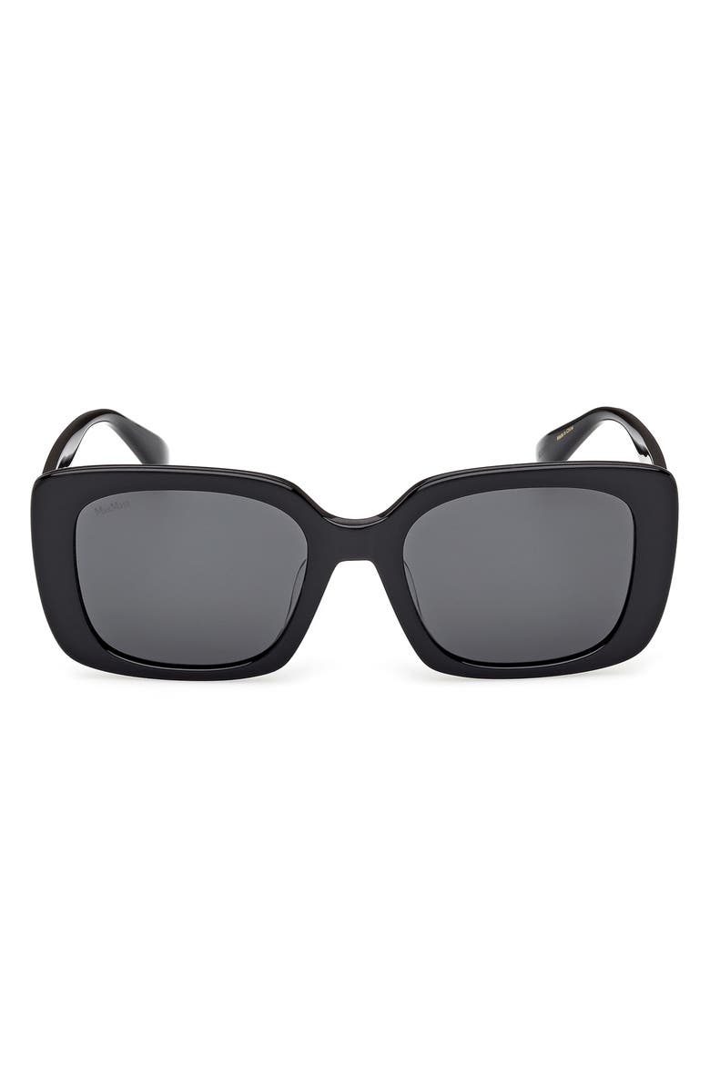 Max Mara 54mm Square Sunglasses, Main, color, Shiny Black / Smoke