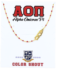 Color Shout Alpha Omicron Pi Greek Letter Side Set Necklace