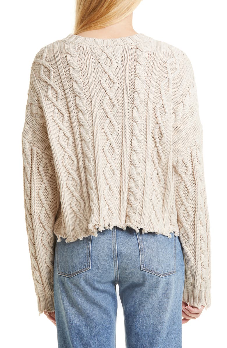 Pistola Eva Cable Knit Frayed Edge Cotton Sweater, Alternate, color,