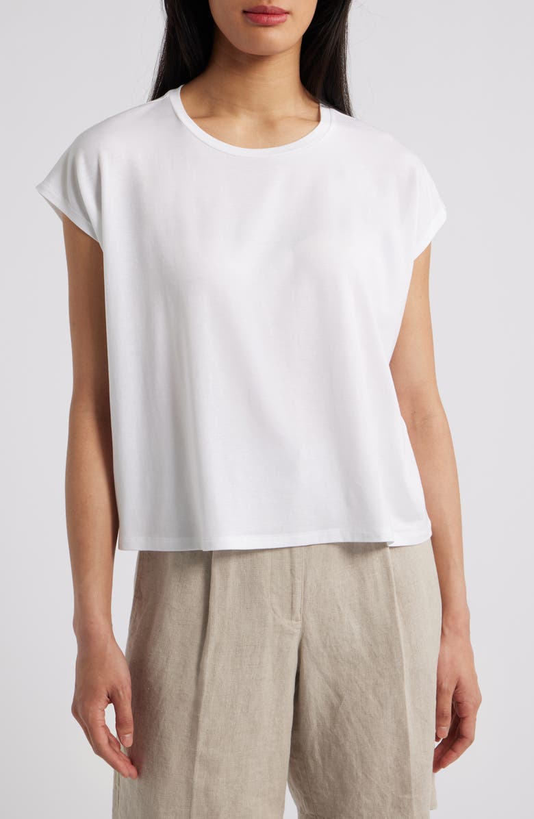 Eileen Fisher Short Sleeve Tencel<sup>®</sup> Lyocell T-Shirt, Main, color, White