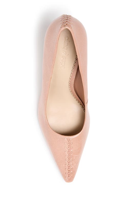 Cinq À Sept Giselle Whipstitch Pointed Toe Pump In Pink