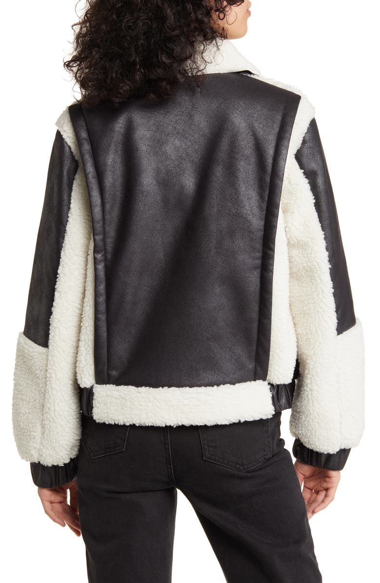 Vigoss Faux Shearling & Faux Leather Jacket, Alternate, color, 