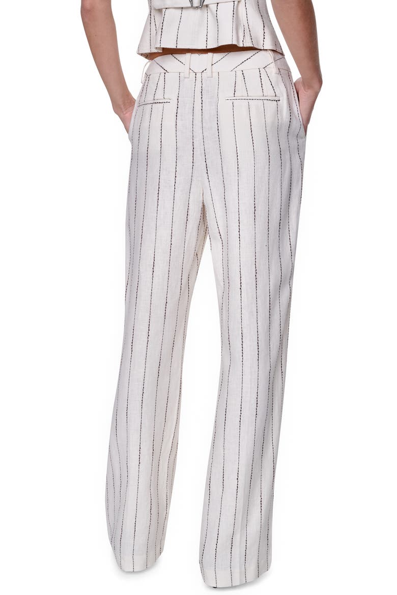 Stripe Straight Leg Linen Blend Pants, Alternate, color, COCONUT/ TOBACCO